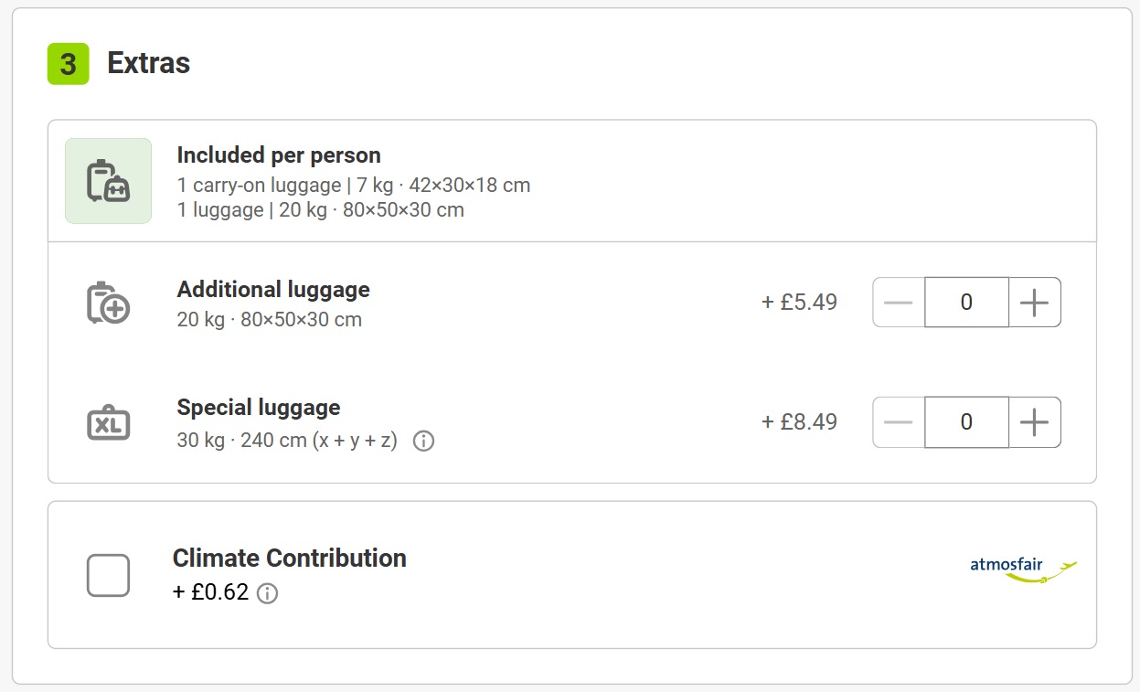 MUC-PRG Flixbus options - Luggage inclusions & add-ons