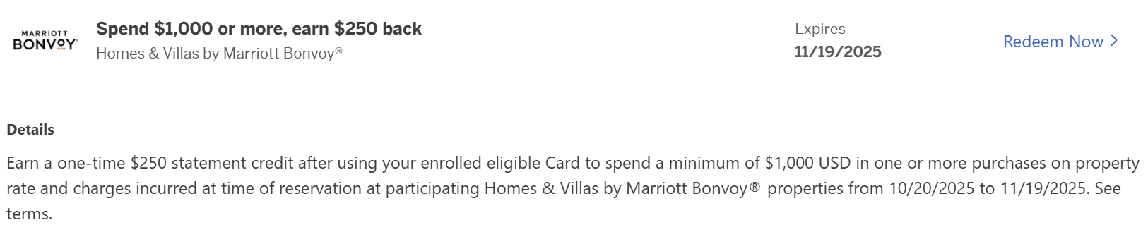 Marriott Homes & Villas Amex Offer