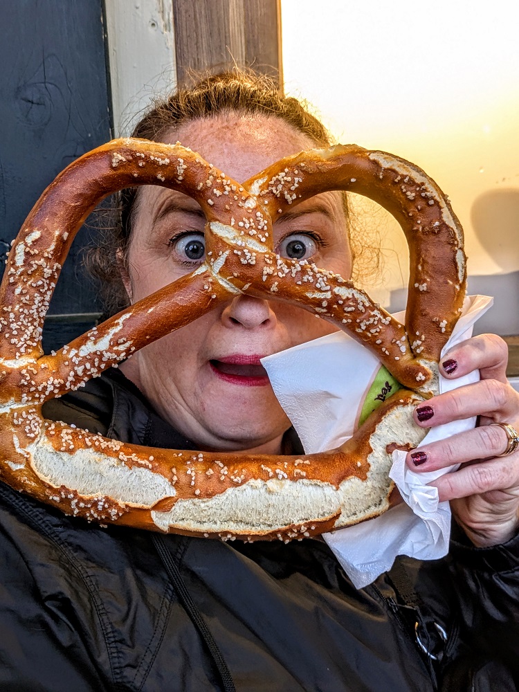 Shae and the pretzel