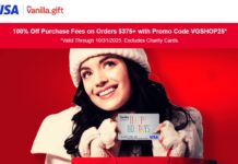 VanillaGift promo code VGSHOP25