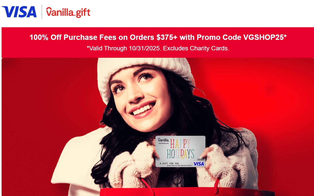 VanillaGift promo code VGSHOP25