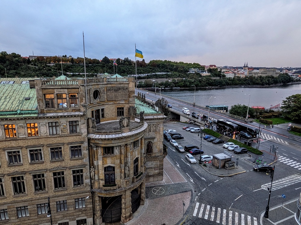 View of the Vltava river from our terrace at Clarion Prague Old Town