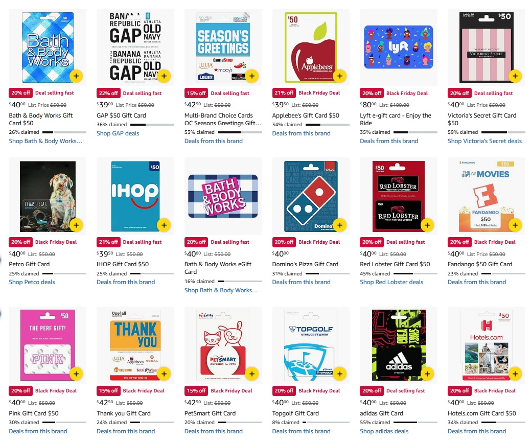 Amazon Black Friday gift card deals