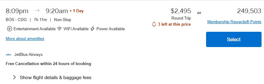 Business class fare sale - BOS-CDG JetBlue