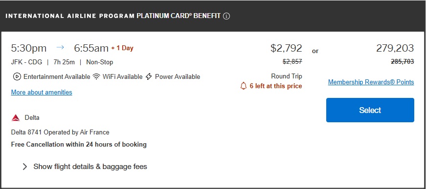 Business class fare sale - NYC-CDG Delta operated by Air France