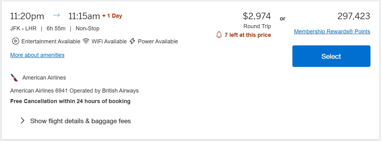 Business class fare sale - NYC-LON American Airlines