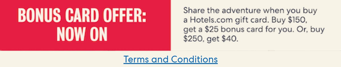 Hotels.com gift card banner