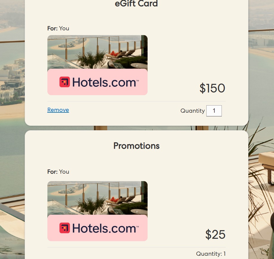 Hotels.com gift card promo