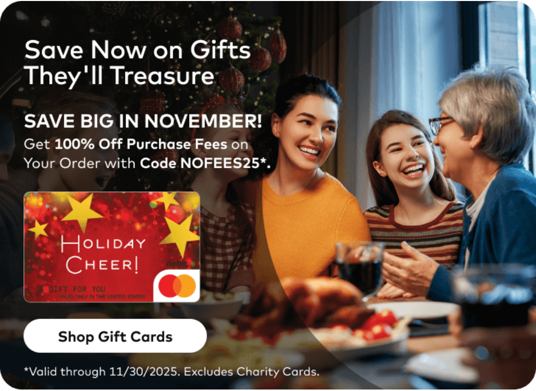 MastercardGiftCarddotcom promo code NOFEES25