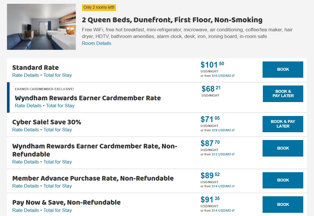 Tarifas de la ciberventa de Wyndham Rewards 2025