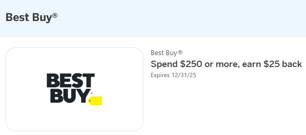 Best Buy Amex Offer spend $250 get $25