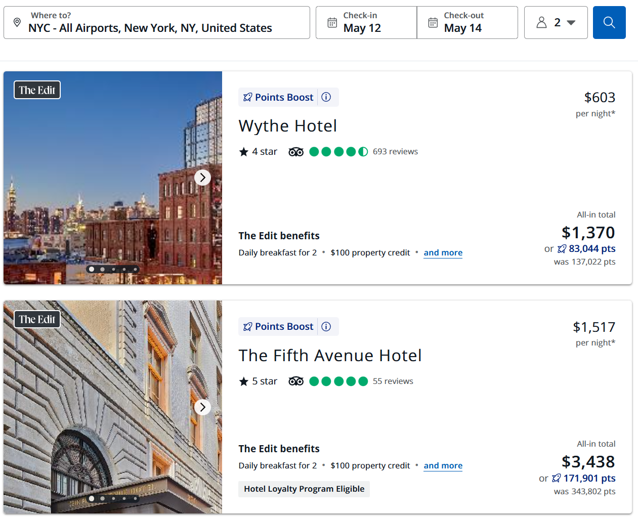 Chase Sapphire Reserve The Edit bookings devaluation New York