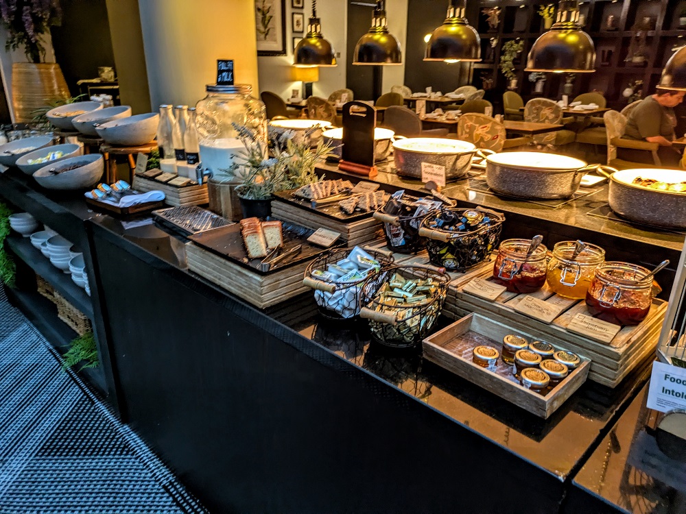 Hyatt Regency Birmingham breakfast - Cereal, pastries, & condiments