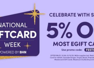 Kroger gift cards promo code FESTIVE5