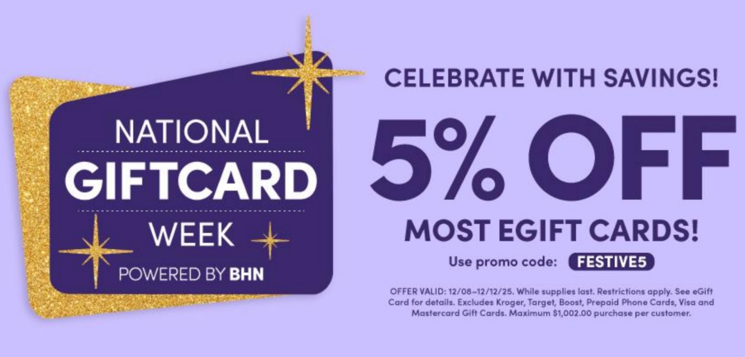 Kroger gift cards promo code FESTIVE5