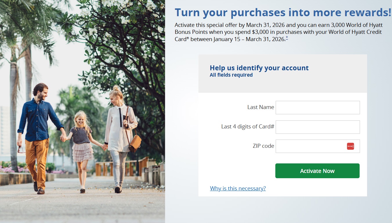 Chase World of Hyatt credit card spending offer Q1 2026