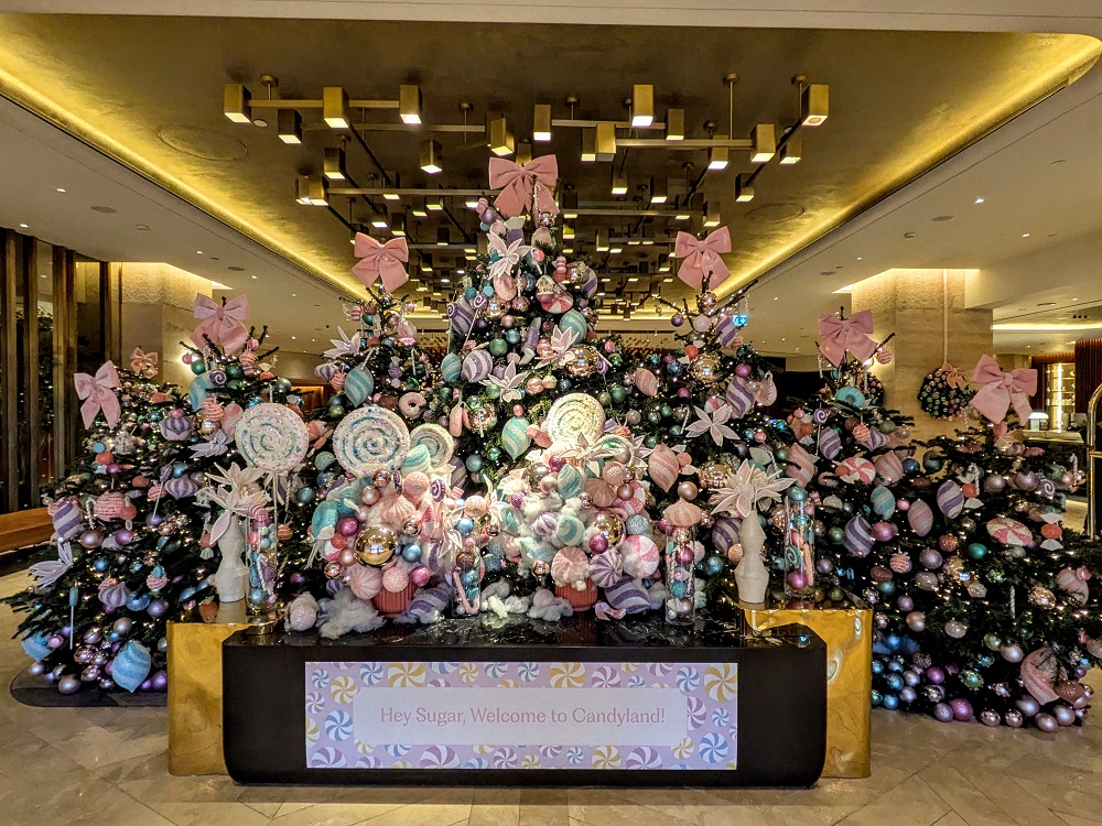 Christmas decorations at London Hilton on Park Lane