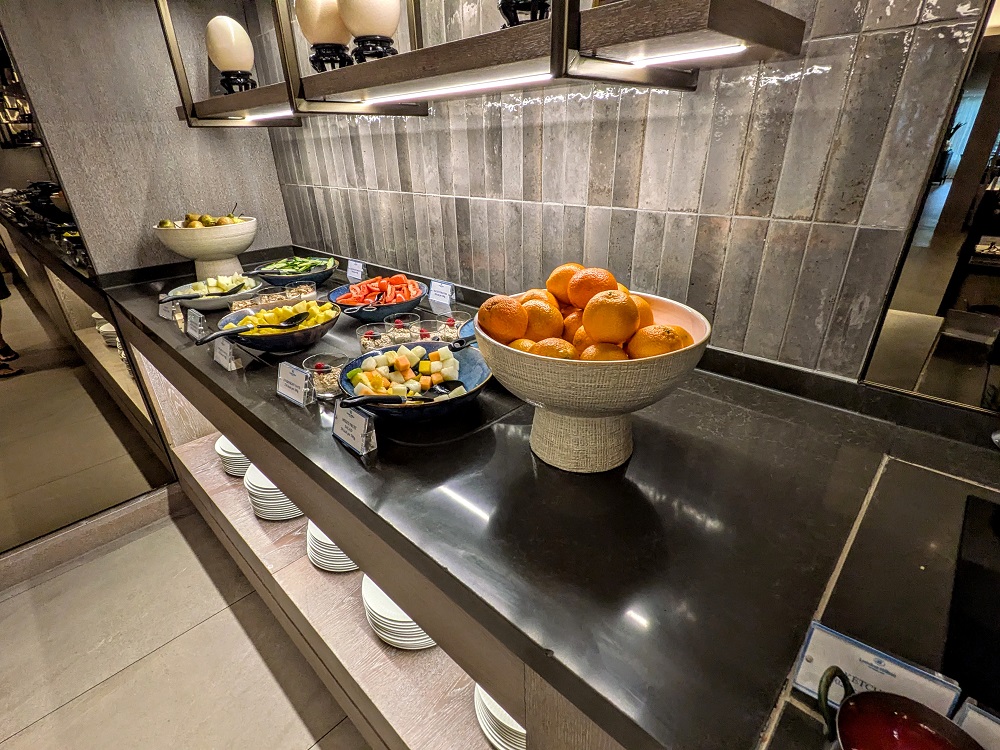 London Hilton on Park Lane - Executive lounge breakfast - Fruit, salad, & overnight oats