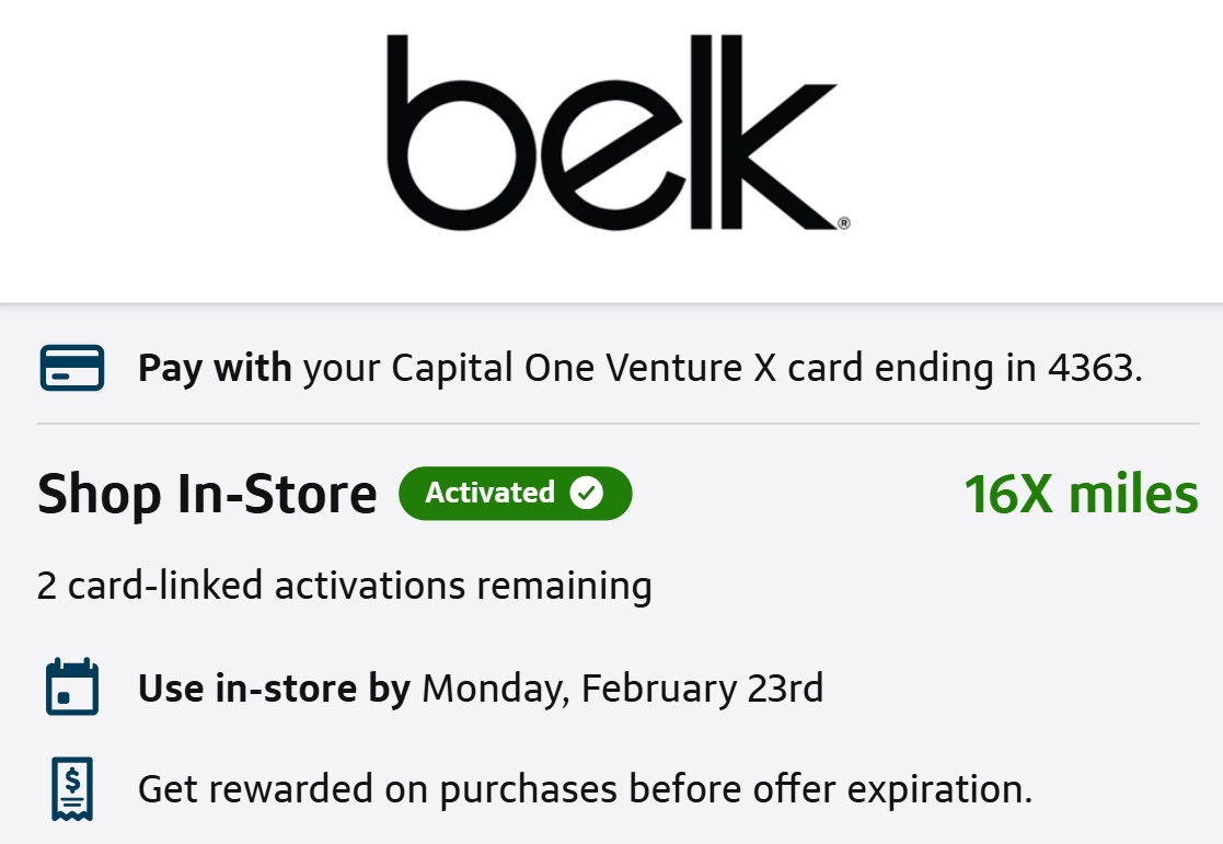 Belk Capital One Offers