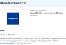 Bookingdotcom Amex Offer $250 $50 prepaid hotels