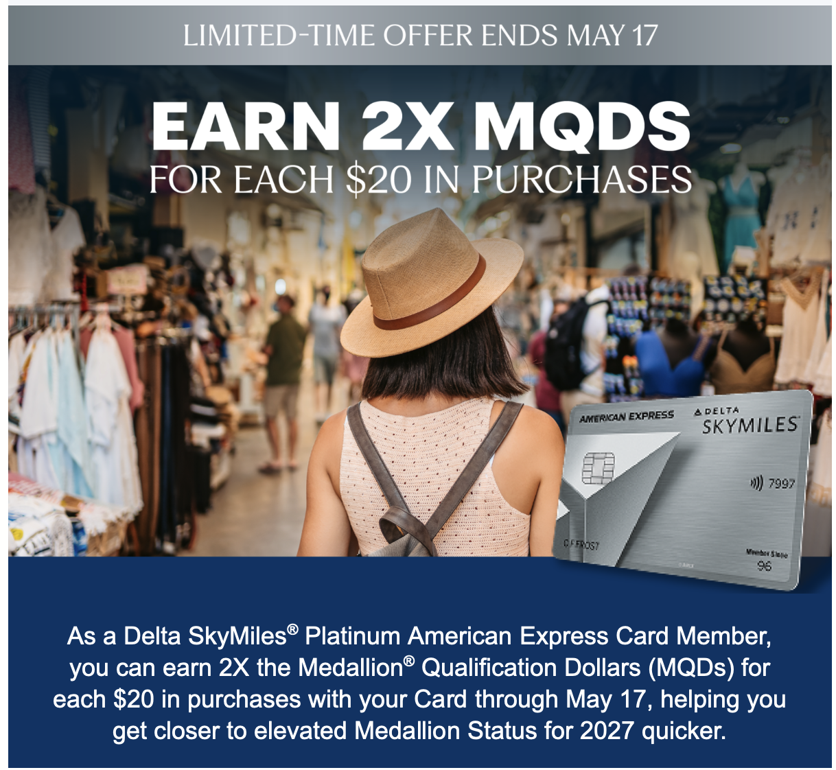 Delta Platinum credit card spending offer 2x MQDs