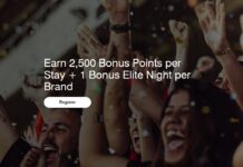 Marriott Bonvoy promotion 2,500 bonus points per stay + 1 bonus elite night per brand