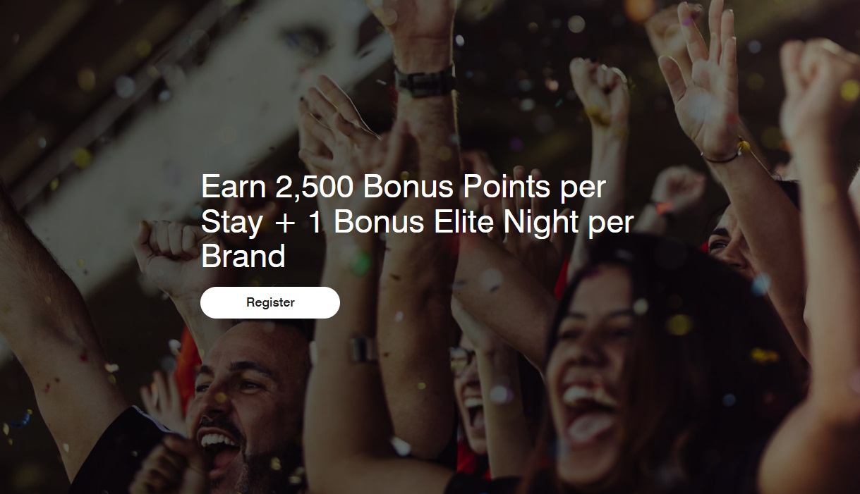Marriott Bonvoy promotion 2,500 bonus points per stay + 1 bonus elite night per brand