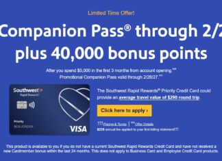 Southwest Companion Pass welcome offer personal credit cards