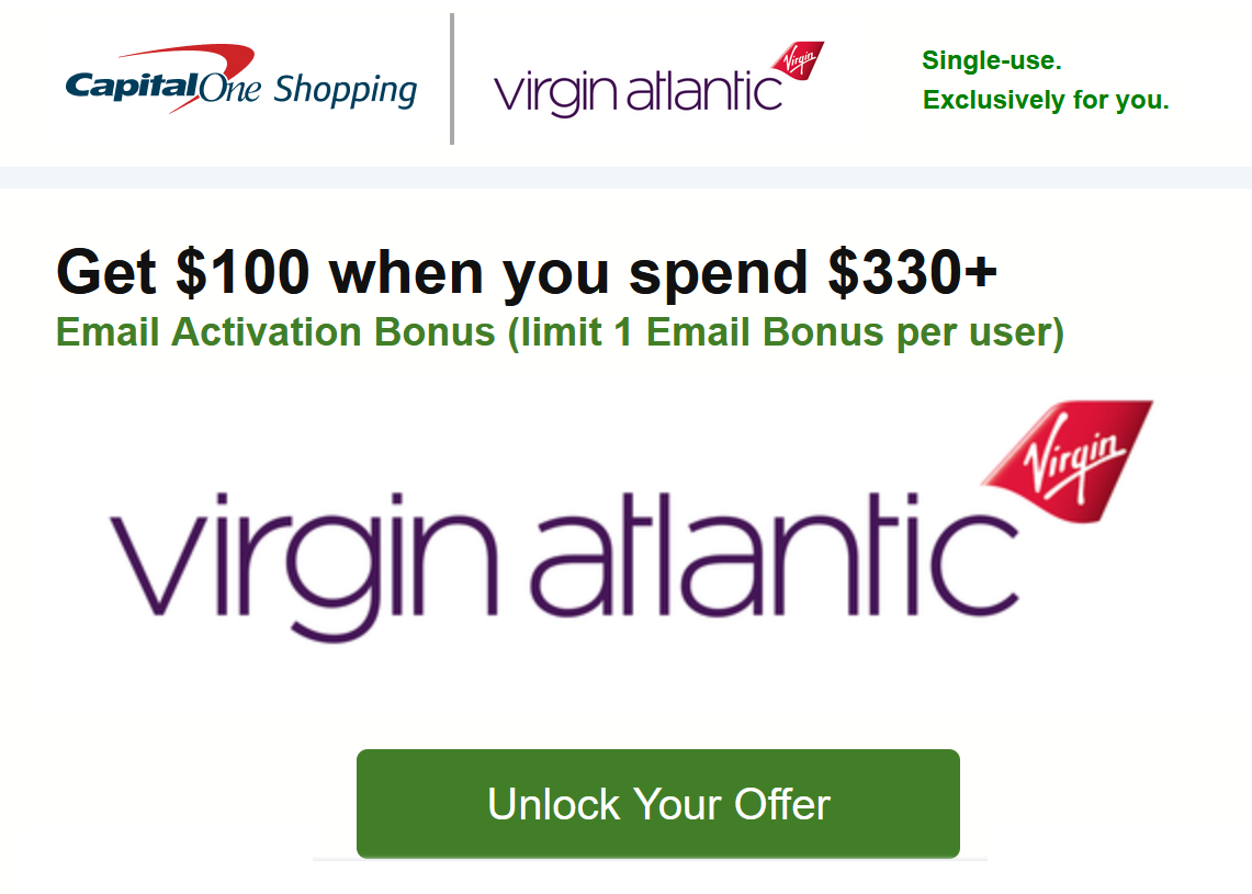 Capital One Shopping Virgin Atlantic