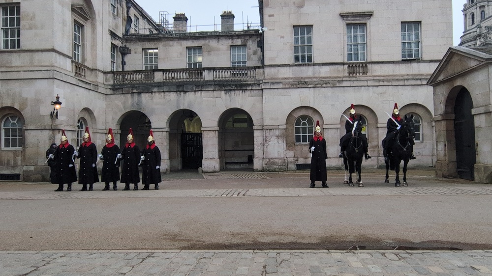 Household Cavalry Dismount Parade at Horse Guards in Whitehall, London 1