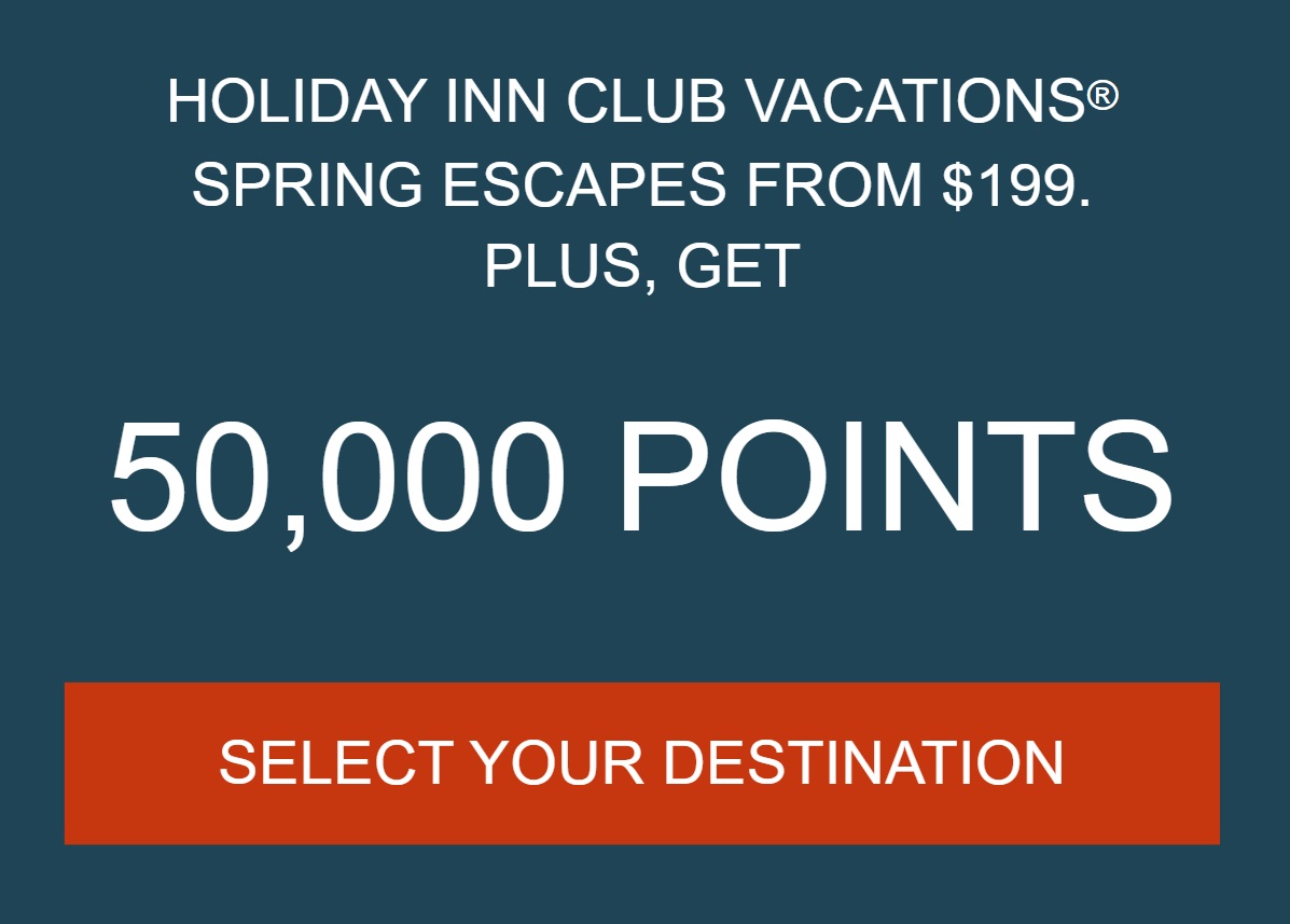 IHG Timeshare Holiday Inn Club Vacations 50K points 3 night stay for $199