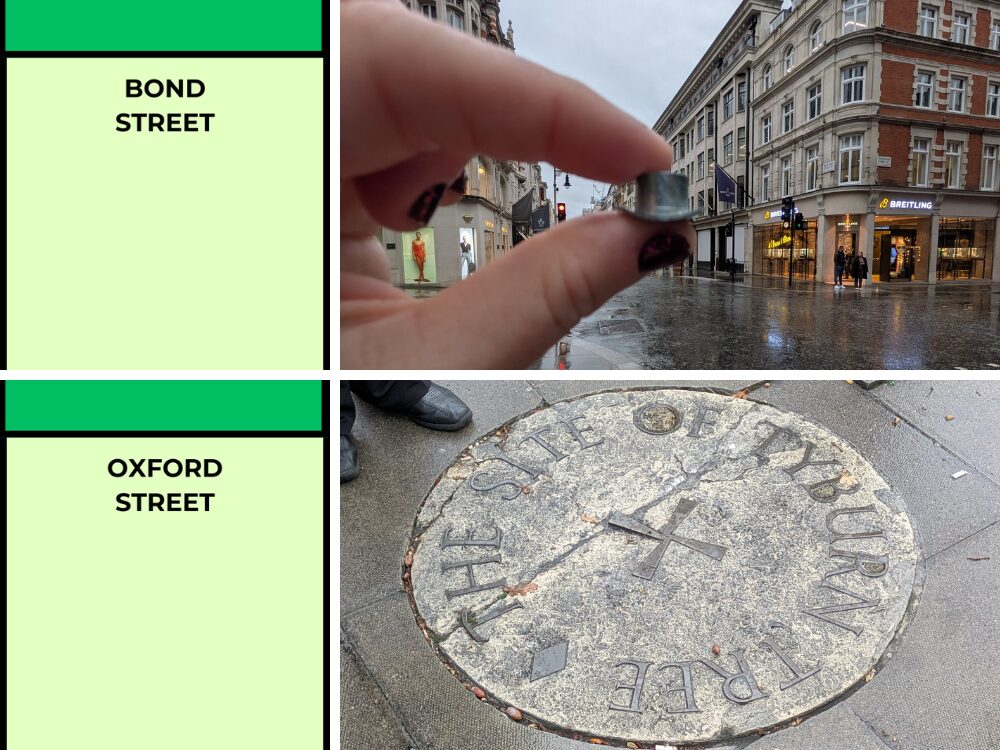 London UK Monopoly board activity ideas - Oxford Street & Bond Street