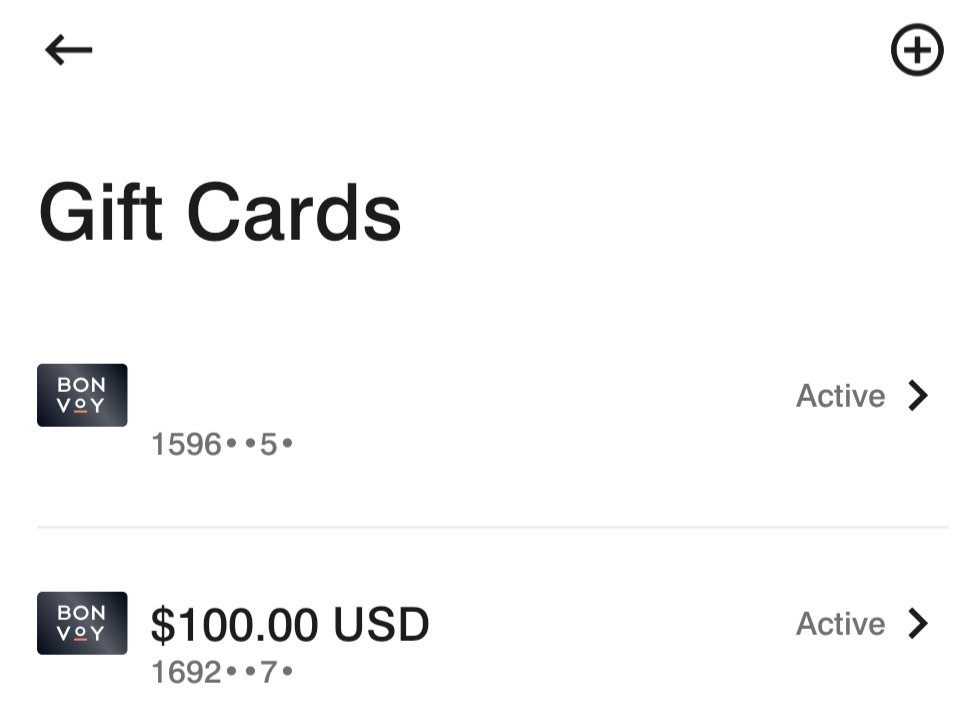 Marriott gift cards list