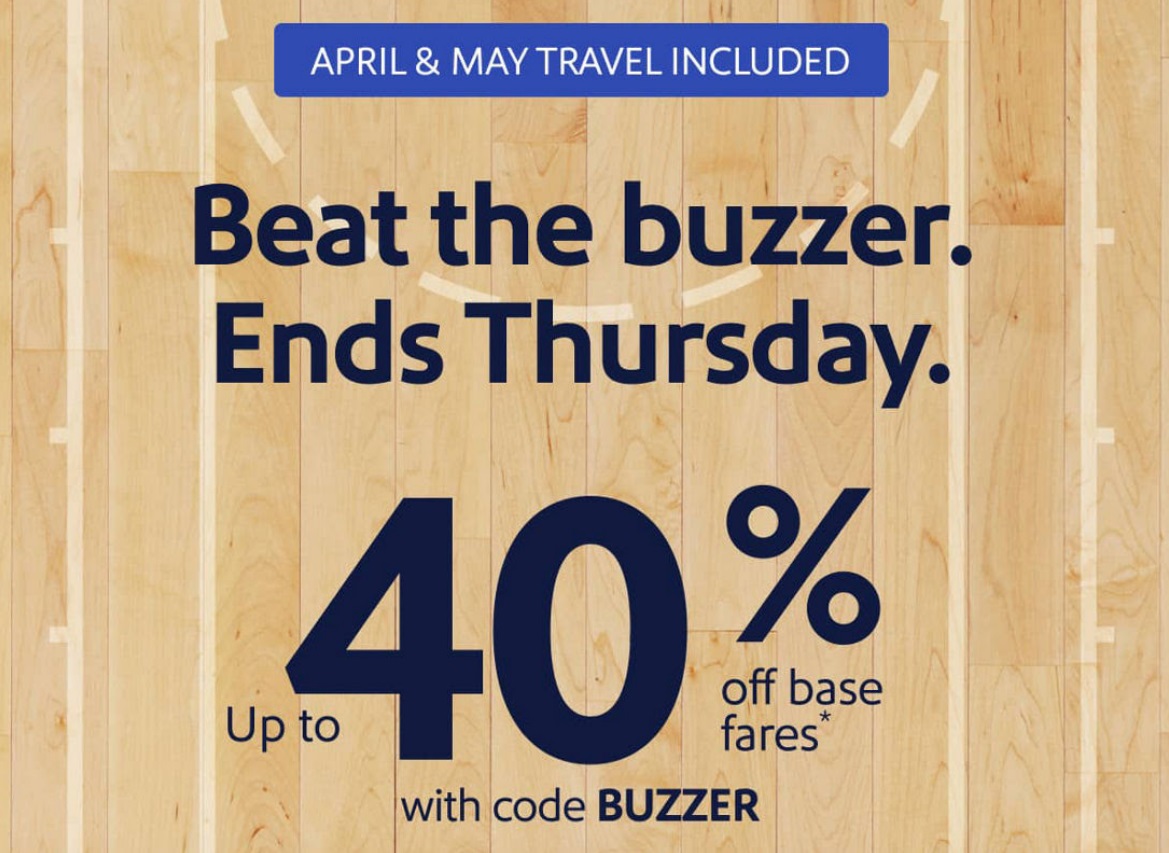 Southwest 40% promo code BUZZER