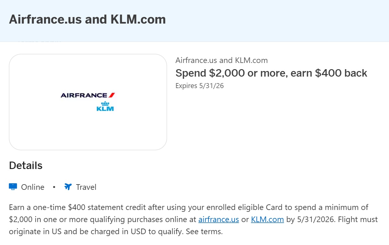 Air France KLM Amex Offer