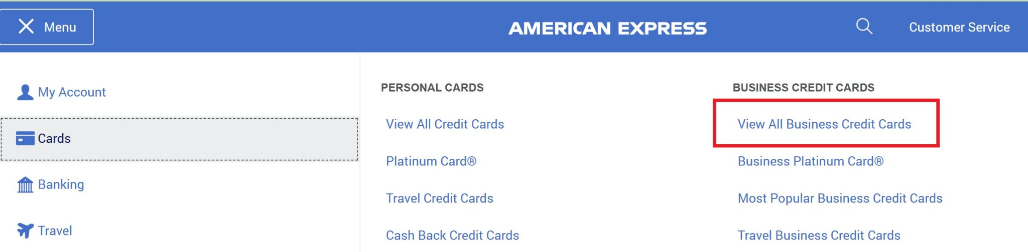 Amex account where t find all business credit card offers