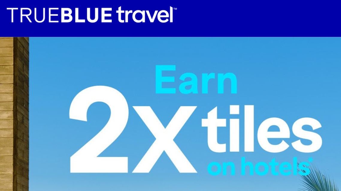 JetBlue TrueBlue Travel 2X Tiles on hotel stays