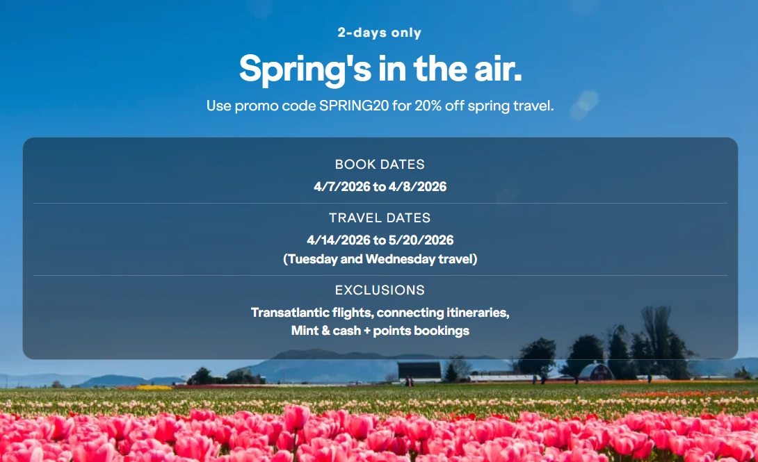 JetBlue sale promo code SPRING20