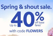 Southwest promo code FLOWERS up to 40% off base fares