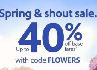 Southwest promo code FLOWERS up to 40% off base fares