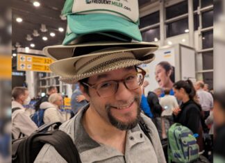 Stack of hats on Nick