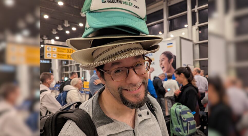 Stack of hats on Nick