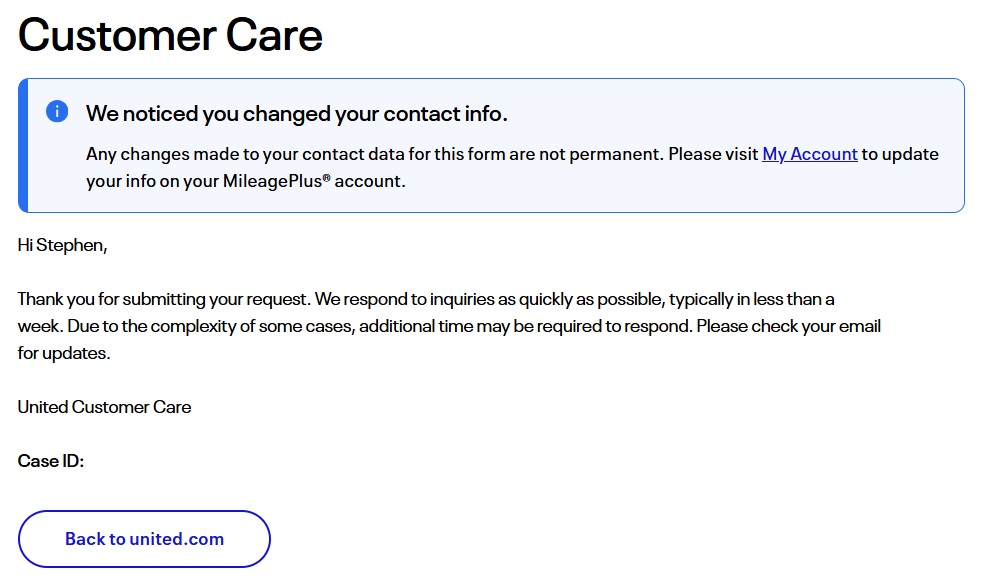 United UK261 claim - screen 6