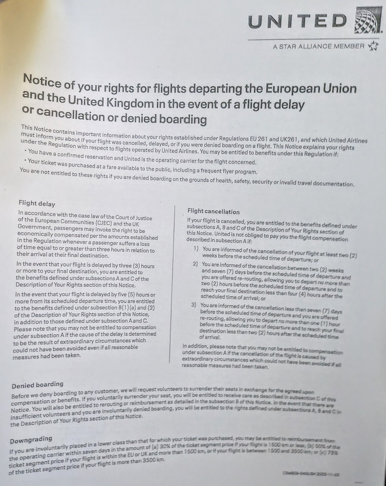 United UK261 compensation information form