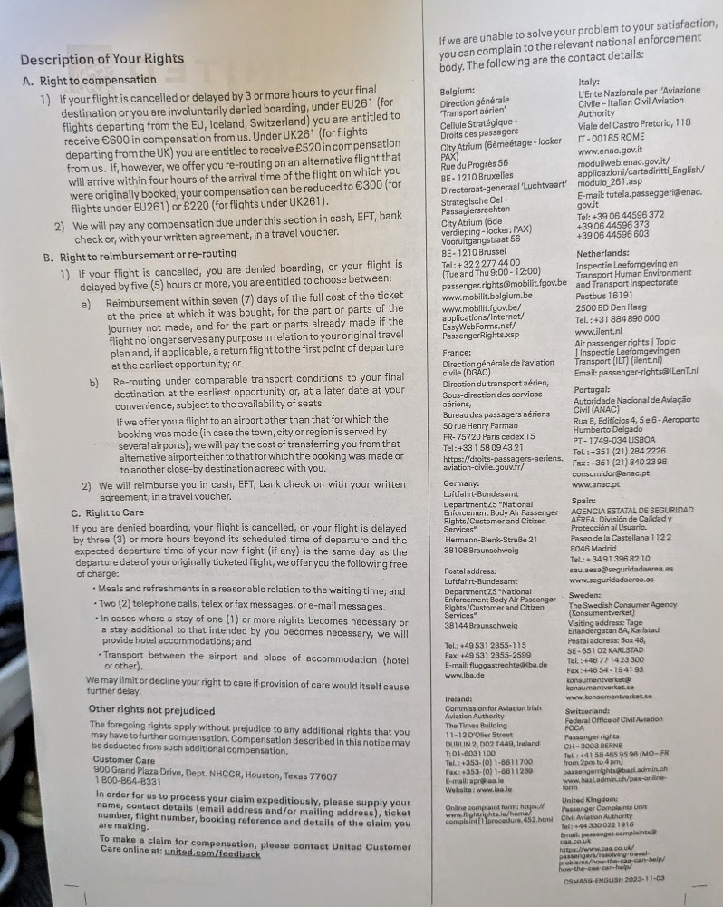 United UK261 compensation information form 2