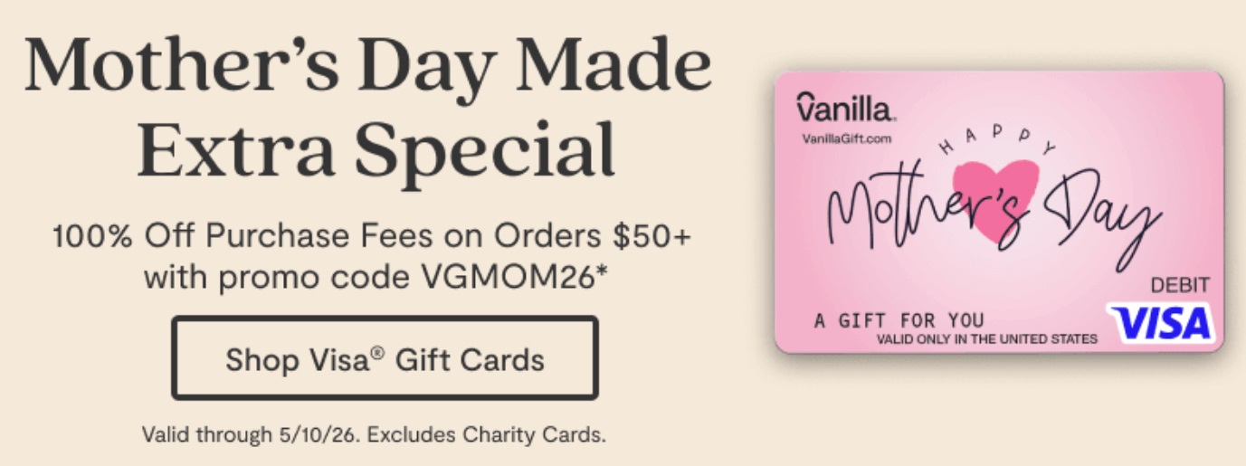 VanillaGift promo code VGMOM26
