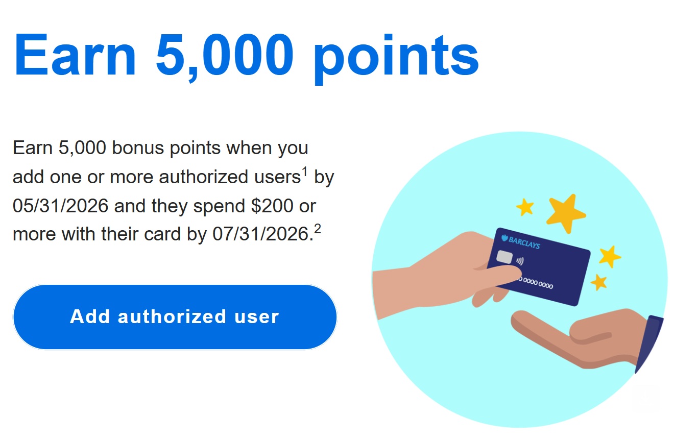 Barclays cobranded cards authorized user offer