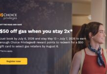 Choice Hotels summer promo: Get 8K points every 2 stays (Can redeem for $50 gas gift card) Choice Privileges promotion 8K points $50 gift card