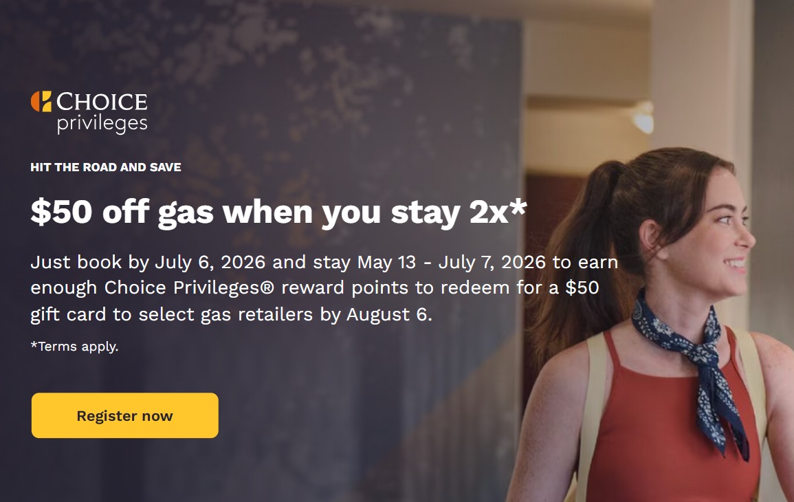 Choice Privileges promotion 8K points $50 gift card