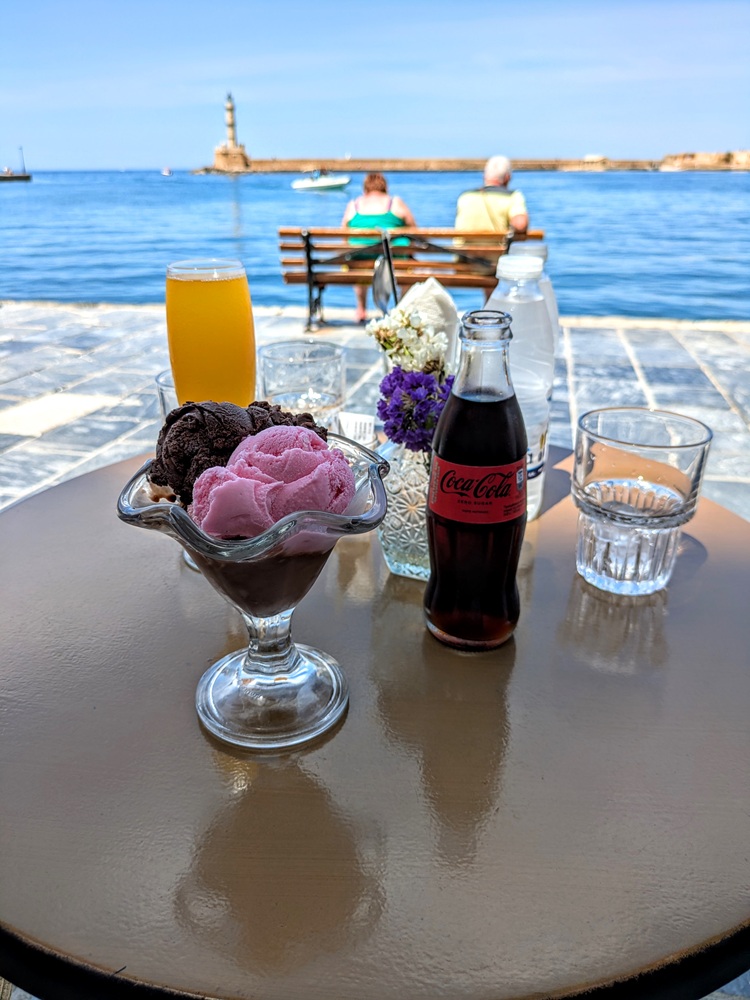 Drinks & ice cream at Galileo Cafe in Chania
